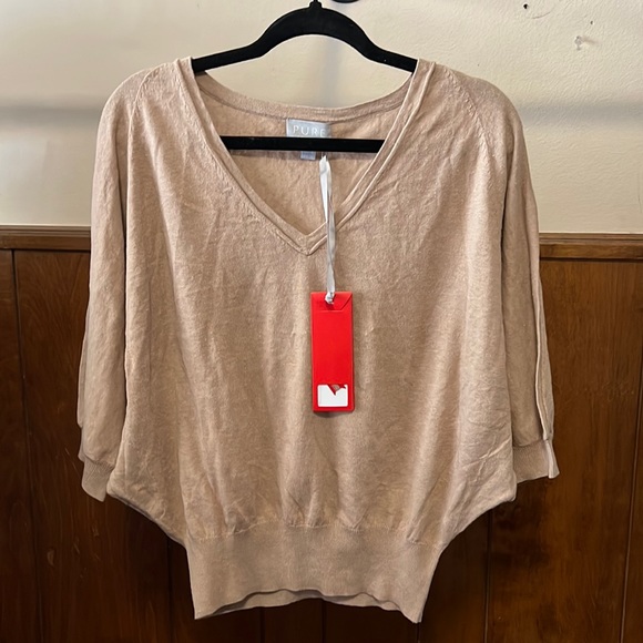 PURE Collection cotton and linen blend batwing sleeve blouse - Picture 1 of 8